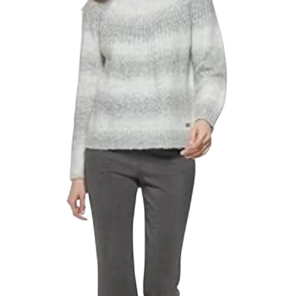 DKNY SWEATER CREW NECK WOMEN  BUBBLE SLEEVES COZY TWO GRAYS TONE COLOR SIZE XS - Picture 1 of 10